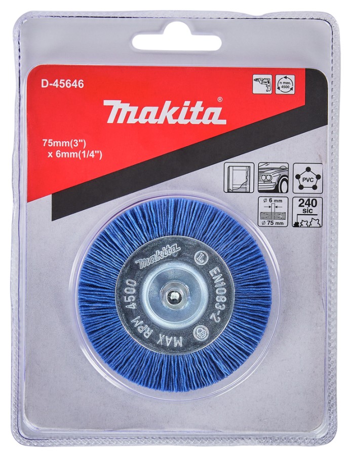 ESCOVA NYLON  c/PERNO 6   D75 GRÃO 240    D-45646